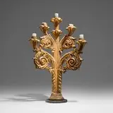 Large candelabrum by possibly by Tony Duquette Louis Xvi Style, gilt wood, sold Nov 2025