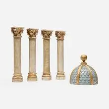 Antique, Tabletop dome and four Corinthian columns, painted wood and plaster