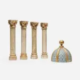 Antique, Tabletop dome and four Corinthian columns, painted wood and plaster