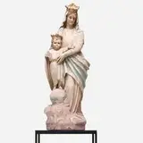 South American, Spanish Colonial Madonna and Child sculpture, painted plaster, fiberglass, glass