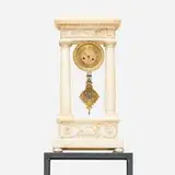 Neoclassical Style, Portico mantel clock, gilt bronze, alabaster
