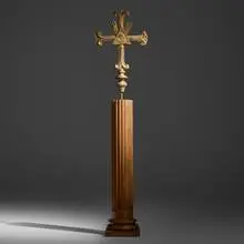 South American, Spanish Colonial crucifix on pedestal, gilt wood, carved wood