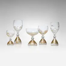 Bjørn Wiinblad, Collection of thirty Magic Flute stemwares, c. 1965, acid-etched and gilt glass