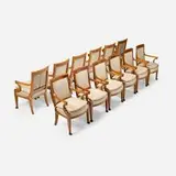 Directoire, Fauteuils, assembled set of twelve, c. 1795, sycamore, upholstery