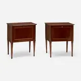 Directoire, Nightstands, pair, mahogany, brass
