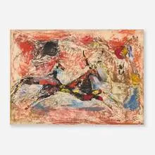 Polia Pillin, Untitled (Abstract Stag and Doe), oil on paper