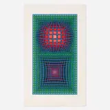Untitled by Victor Vasarely, c. 1980, screenprint on paper, sold Jul 2016