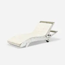 Industrial, chaise lounge, c. 2000, polished aluminum, vinyl, rubber