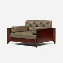 lounge chair by Jorge Zalszupin, c. 1970, jacaranda, leather, bronze, sold Jul 2016