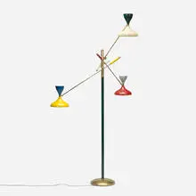 three-arm floor lamp by Stilnovo, c. 1955, metal, enameled metal, sold Jul 2016