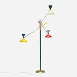 three-arm floor lamp by Stilnovo, c. 1955, metal, enameled metal, sold Jul 2016