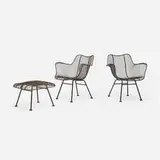 Russell Woodard, Sculptura lounge chairs, pair with ottoman