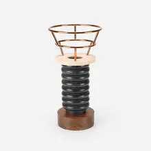 Ringhiera Rossa vase from the Bharata series by Ettore Sottsass, 1985, marble, copper, mahogany, sold Jul 2016
