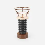 Ringhiera Rossa vase from the Bharata series by Ettore Sottsass, 1985, marble, copper, mahogany, sold Jul 2016
