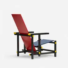 Red Blue chair by Gerrit Rietveld, stained pine and plywood, sold Jul 2016