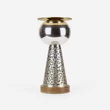 German Silver vase by Ettore Sottsass, 1988, silver, brass, mahogany, sold Jul 2016