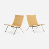 Poul Kjærholm, PK 22 lounge chairs, pair
