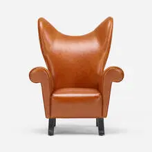 prototype Hudson Ear chair by Jordan Mozer, c. 1996, leather, lacquered wood, sold Jul 2016