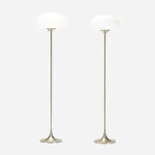 Laurel Lamp Co., floor lamps, pair, c. 1960 / 1973, cast aluminum, frosted glass