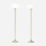 floor lamps, pair by Laurel Lamp Co., c. 1960 / 1973, cast aluminum, frosted glass, sold Jul 2016