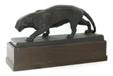 Albert Wille, Untitled, Albert Wille (German 1884-c.1961) Prowling panther bronze with black patina, on a separate wooden base
