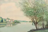 Raphael Senseman, Summer Lake Landscape, watercolor