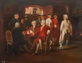 after Benjamin Fichel, Tavern Scene by A. Tournier, oil on panel, offered Mar 2020