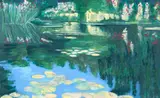 Title: Giverny, Lily Pond Diptych, Medium: Handcolored lithographs, Dimensions: 21.75 x 35.25 inches each side Edition: 46/95 Signature: by Diane Burko, pencil, offered Mar 2020