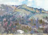 George Carpenter, Impressionistic Landscape of Sugarloaf State Park, Santa Rosa, California, 1982, oil on canvas