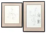 Figure Studies, circa 1965, 2 by Dorothy Demboski, pen and ink drawings, offered Mar 2020