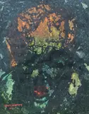 Pair of Color Drawings, Abstract and Nude Male in Agony, both signed and dated by Schmitz Langenberg, 1958, oil pastels, lower left, offered Mar 2020