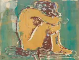 Seated Nude by Wafta Midani, 1968, gouache and watercolor on paper, offered Mar 2020