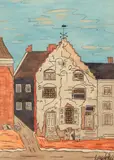 Numeric House with Windmill by Lillian H Webb Or Hill, ink and watercolor, offered Mar 2020