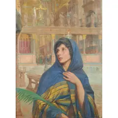 Otto Wolff, "Venezia" [Portrait of a Girl in Head Scarf], oil on canvas [approximate dimensions -