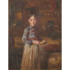 Korean Girl by Edmund Adler, 1919, oil on canvas, [approximate dimensions - canvas: 25 1/4" H x 19 1/2" W], offered Sep 2025