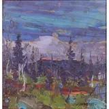 John William Beatty, Landscape at Dusk, oil on masonite, [approximate dimensions -