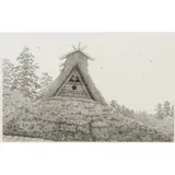 Tanaka Ryohei, Thatched Roof House, 1994, etching, [approximate dimensions -