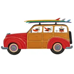 Ducks In Station Wagon by Ron Anderson, 1997, mixed media on wood, [approximate dimensions - overall: 27 1/4" H x 52 1/2" W], offered Sep 2025