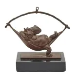 Sergio Bustamante, Hippopotamus On A Hammock, bronze on marble, [approximate dimensions - overall: 4 7/8" H x 5 1/4 " W]
