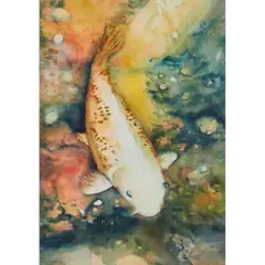 Yellow Koi Fish by Win Normandi, watercolor, [approximate dimensions -, offered Aug 2025