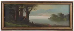Featured in this Robert Wood (1889-1979) original lone fisherman oil-on-board by Robert Wood, Original Oil on Board, offered Jan 2022