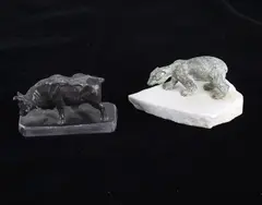 Untitled by R. Cavanagh, bronze polar bear & bull, offered Jan 2022