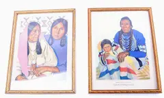 Winold Reiss, Featured in this lot is this framed, lithograph pair from Winold Reiss (born 1886 and died 1953). There are two