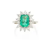 Emerald And Diamond Ring A Gold, Senza titolo