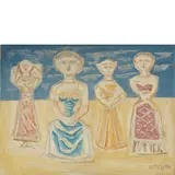 Massimo Campigli, Berlino 1895 - St. Tropez 1971 / Quattro figure, 1954, oil on canvas