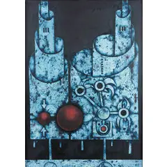 Mikuláš Medek, PRAGA 1926 - 1974 / Two Tower Designers, 1968, oil on canvas