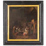 Jean Baptiste Lambrechts, Esterni di locanda con figure, oil on canvas