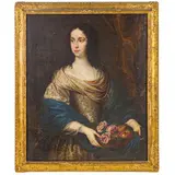 Justus Sustermans, Ritratto di dama con fiori e frutta, oil on canvas