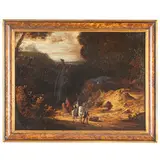 THEODOR VISSCHER (attr. a) / Paesaggio con scena di caccia by François Simonot Detto Francesco Borgognone, oil on canvas, offered Feb 2025