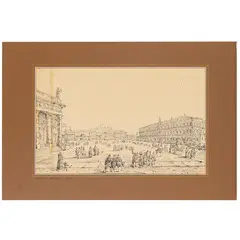 Otto vedute di Napoli, della Campania e di Roma / Veduta di Terracina by Antonio Senape, ink on paper, offered Feb 2025